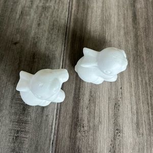 Set of 2 Shiny White Ceramic Easter Bunny Decor